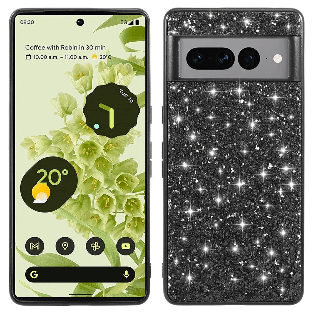 Google Pixel 8 Hard Plastic Case - Glitter - Black