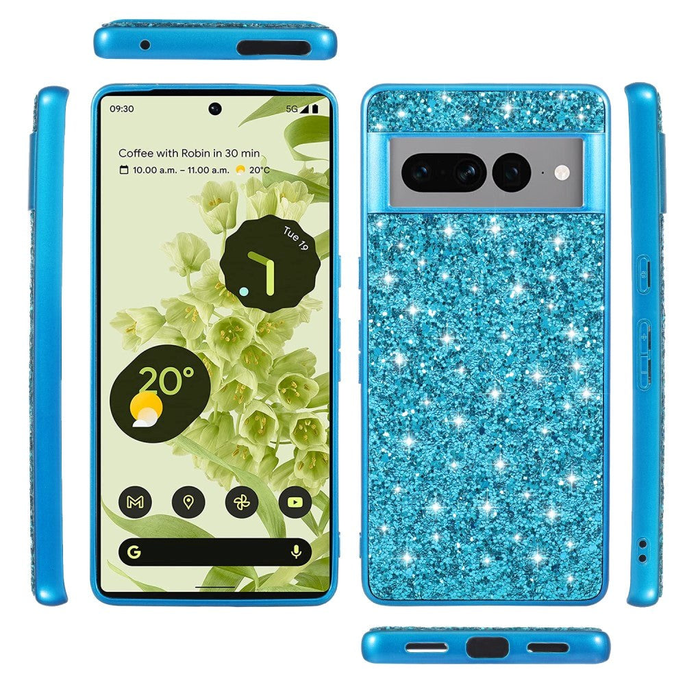 Google Pixel 7A Hard Plastic Case - Glitter - Blue