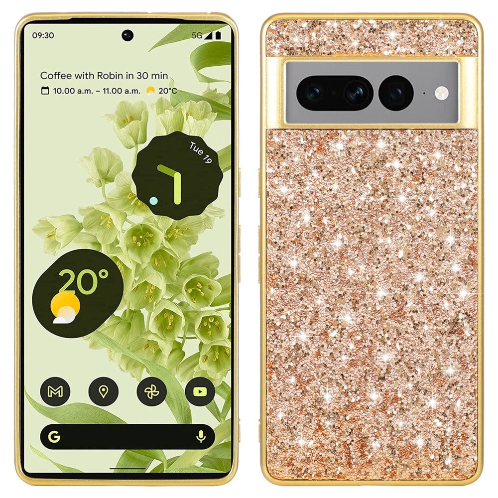 Google Pixel 7A Hard Plastic Case - Glitter - Gold