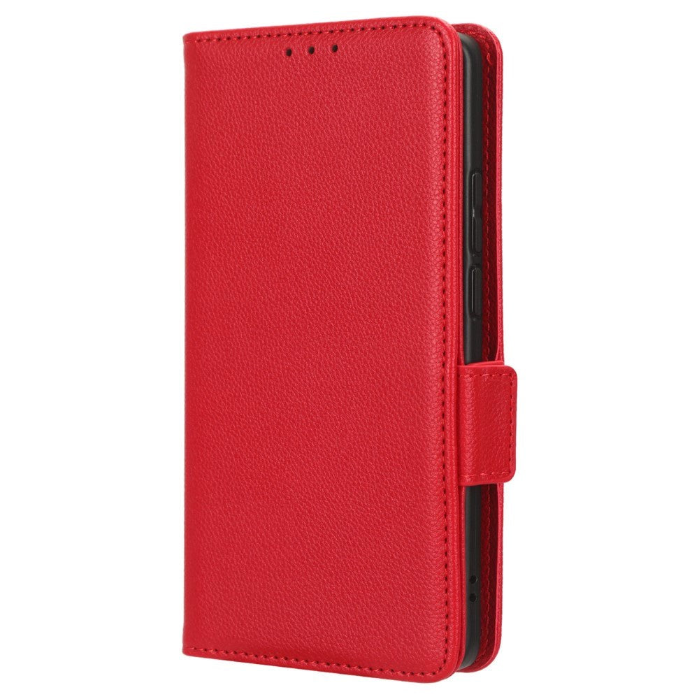 Motorola Edge 40 Litchi Leather Wallet Case - Red