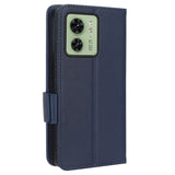 Motorola Edge 40 Litchi Leather Wallet Case - Blue