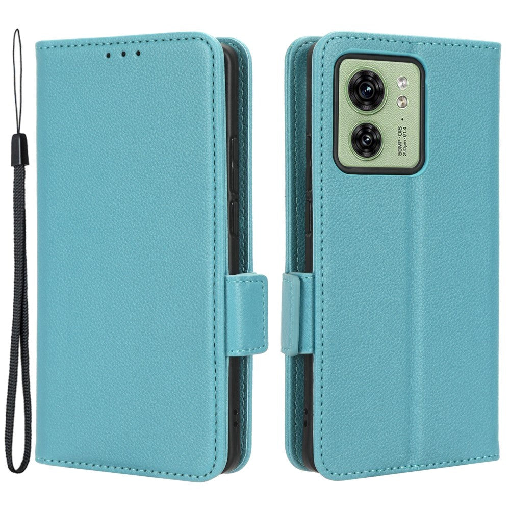 Motorola Edge 40 Litchi Leather Wallet Case - Baby Blue