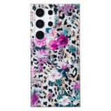 Samsung Galaxy S22 Ultra Flexible Plastic Case w. Print - Leopard & Flowers