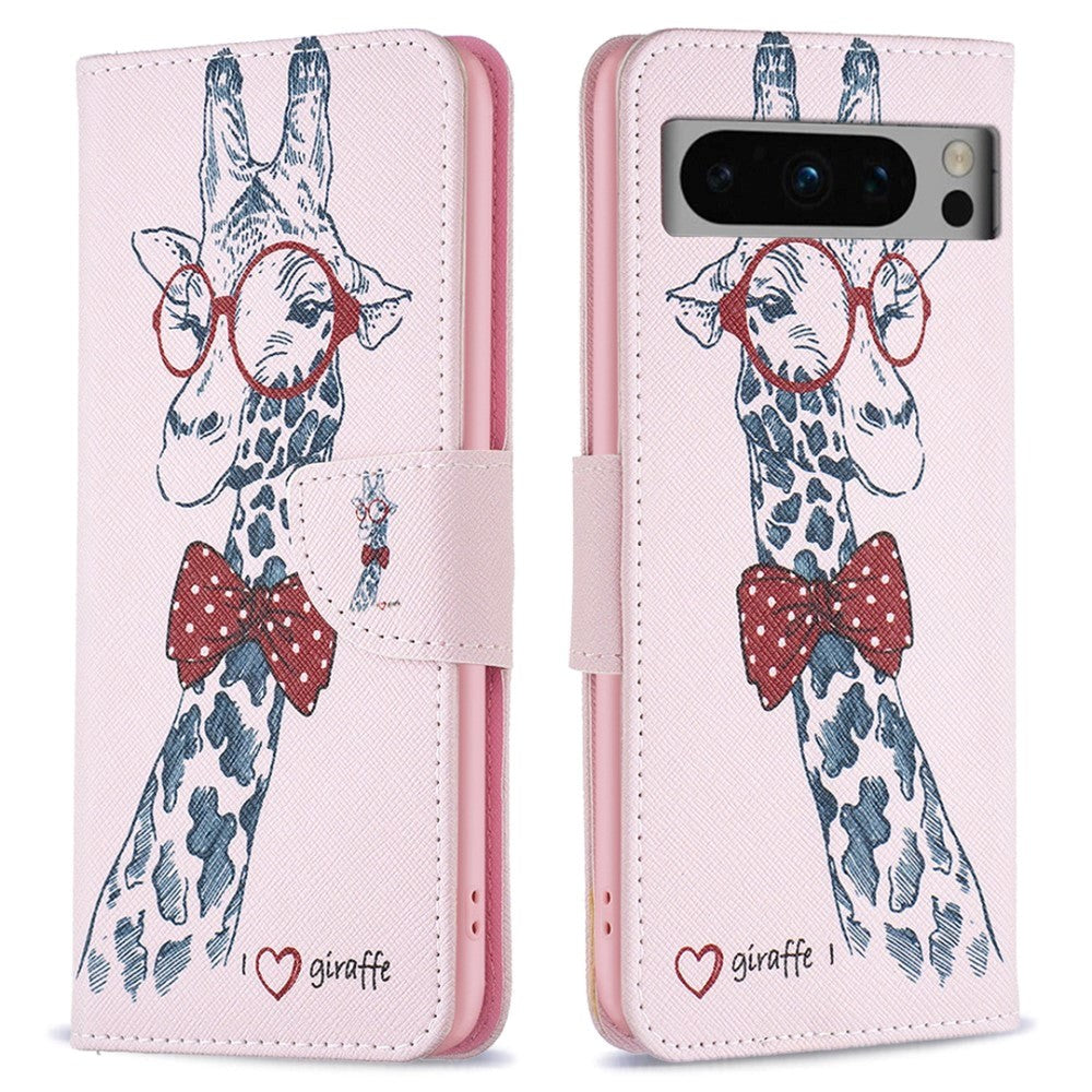 Google Pixel 8 Pro Leather Case w. Wallet - Giraffe