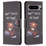 Google Pixel 8 Pro Leather Case w. Wallet - "Don't Touch My Phone Bear"