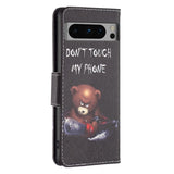 Google Pixel 8 Pro Leather Case w. Wallet - "Don't Touch My Phone Bear"