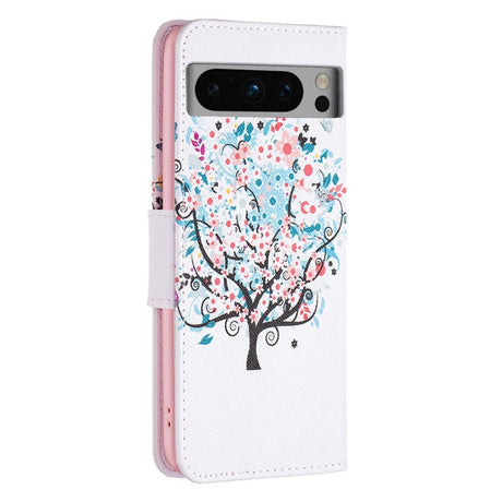 Google Pixel 8 Pro Leather Case w. Wallet - Flower Tree