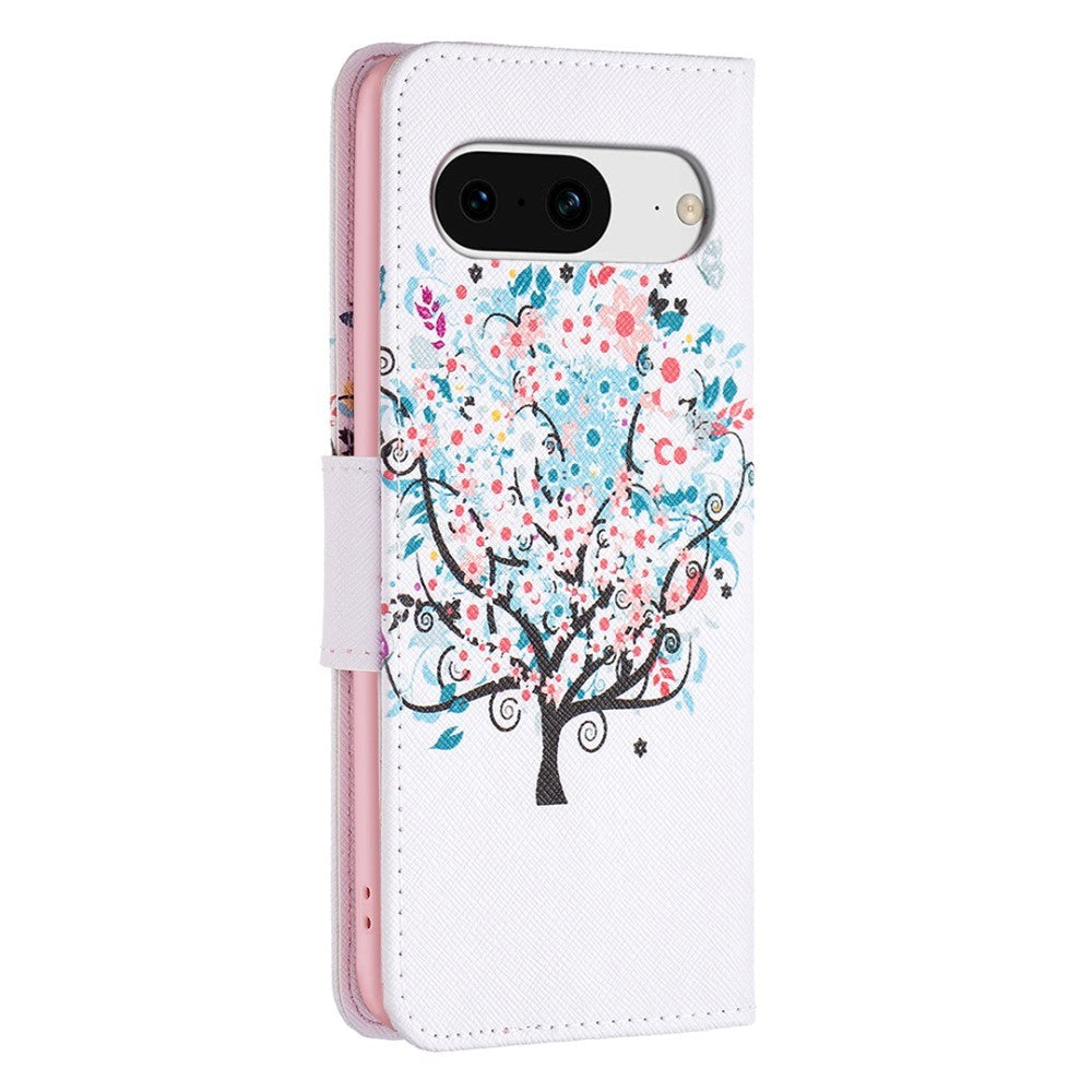 Google Pixel 8 Leather Case w. Wallet - Flowers Tree