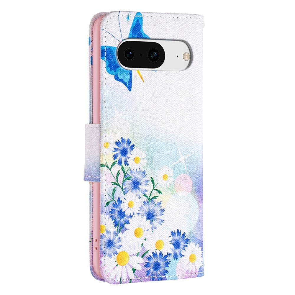 Google Pixel 8 Leather Case w. Wallet - Butterflies & Flowers