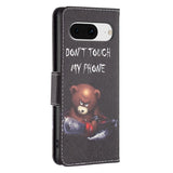 Google Pixel 8 Leather Case w. Wallet - "Don't Touch My Phone Bear"