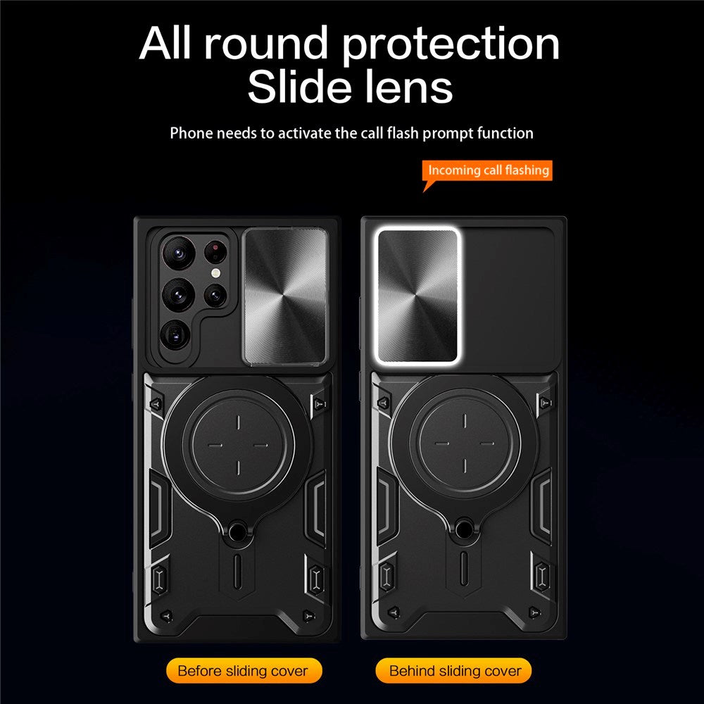 EIDERWOOD Samsung Galaxy S22 Ultra Rugged Case with Kickstand & Cam Slider - Silver