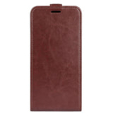 iPhone 15 Vertical Leather Flip Cover w. Card Holder - Brown