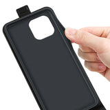 iPhone 15 Vertical Leather Flip Case w. Card Holder - Black