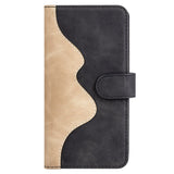 iPhone 15 Multicolored Leather Flip case with Card Holder - Black / Brown