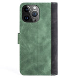 iPhone 15 Pro Max Multicolored Leather Flip Case with Card Holder - Black / Green