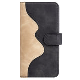 iPhone 15 Pro Max Multicolored Leather Flip case with Card Holder - Black / Brown