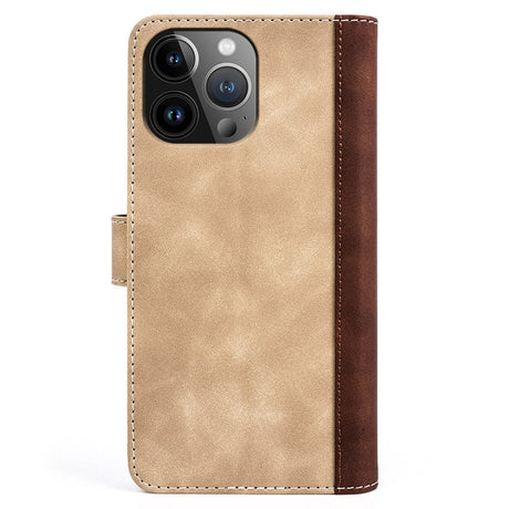 iPhone 15 Pro Max Multicolored Leather Flip case with Card Holder - Dark / Light Brown