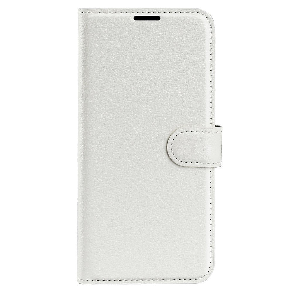 iPhone 15 Pro Max Litchi Leather Case w. Wallet - White