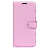 iPhone 15 Pro Max Litchi Leather Case w. Wallet - Rosa