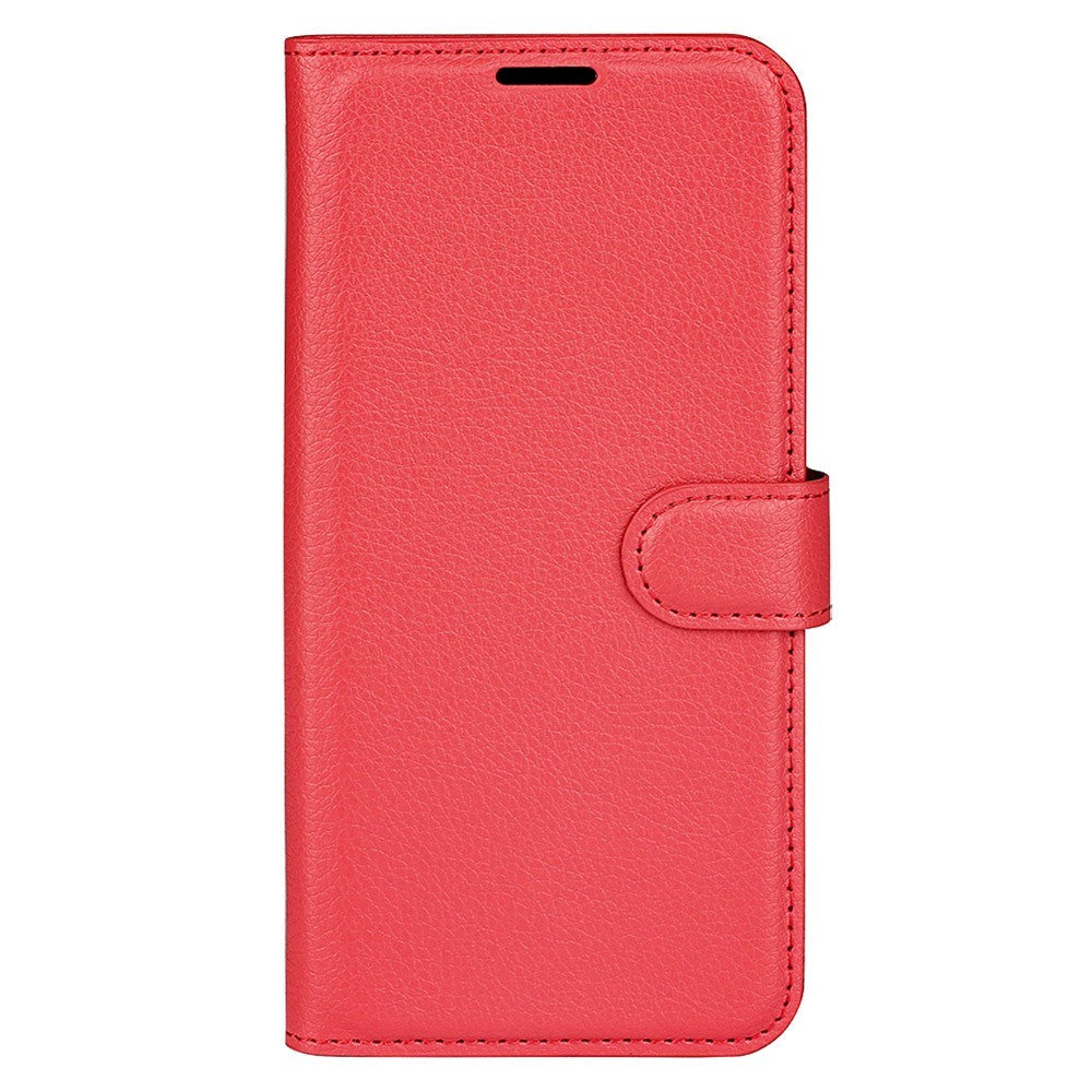 iPhone 15 Pro Max Litchi Leather Case w. Wallet - Red