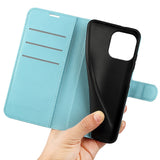 iPhone 15 Pro Max Litchi Leather Case w. Wallet - Blue