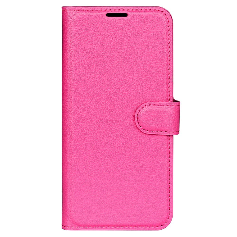 iPhone 15 Pro Max Litchi Leather Case w. Wallet - Pink