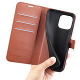 iPhone 15 Pro Max Litchi Leather Case w. Wallet - Brown