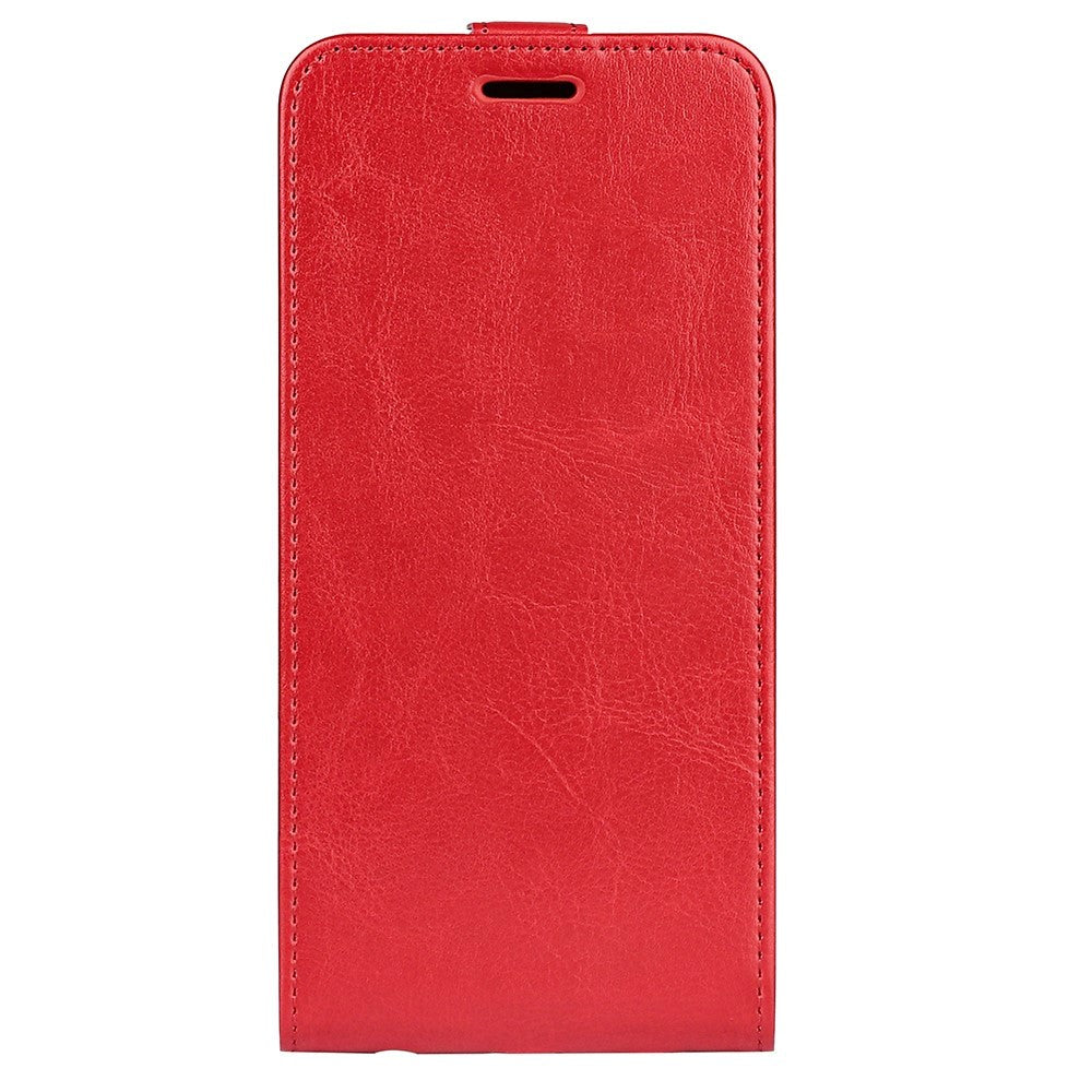 iPhone 15 Pro Max Vertical Leather Flip Cover w. Card Holder - Red