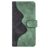 iPhone 15 Pro Multicolored Leather Flip Case with Card Holder - Black / Green