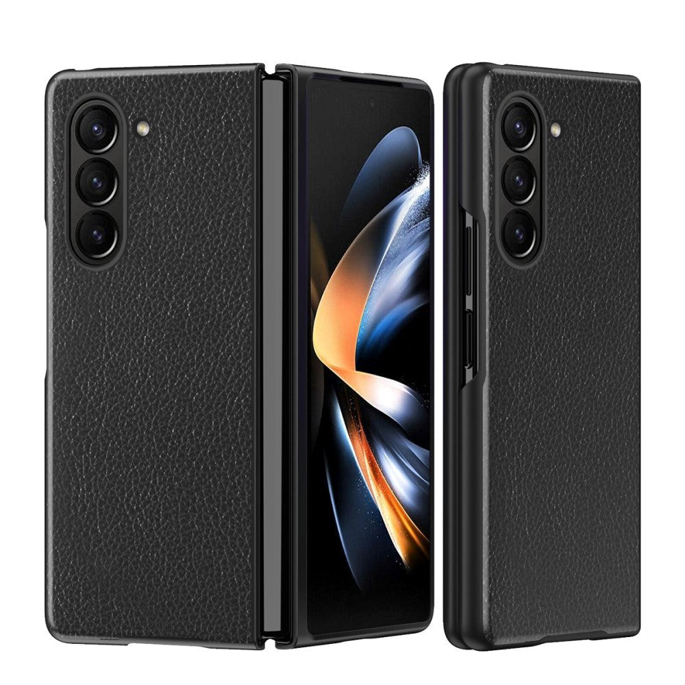 Samsung Galaxy Z Fold5 5G Litchi Leather Case - Black