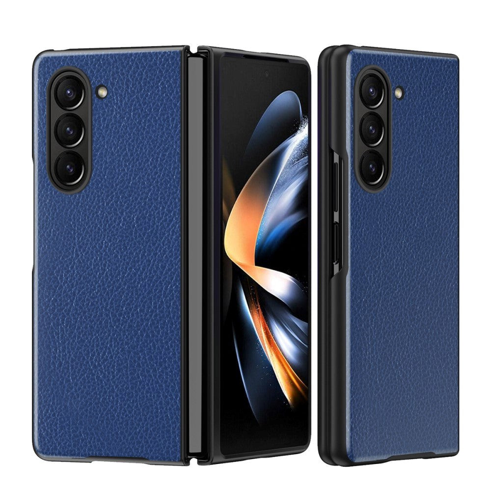 Samsung Galaxy Z Fold5 5G Litchi Leather Case - Blue