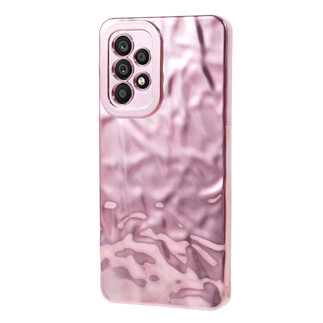 Samsung Galaxy A52s (5G) / A52 (4G / 5G) Shiny Flexible Plastic Back Case - Wavy Design - Rose Gold