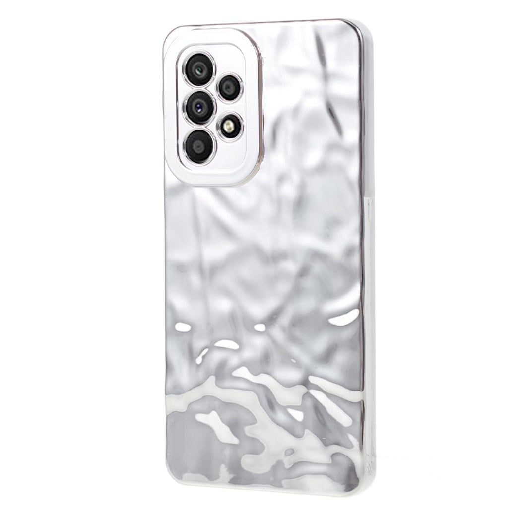 Samsung Galaxy A53 (5G) Shiny Flexible Plastic Back Case - Wavy Design - Silver