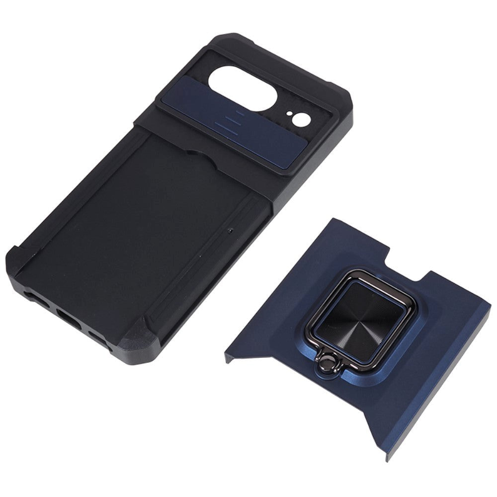 Google Pixel 8 Tough Case w. Magnetic Kickstand, Card Holder & Cam Slider - Blue