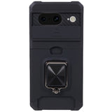 Google Pixel 8 Tough Case w. Magnetic Kickstand, Card Holder & Cam Slider - Black