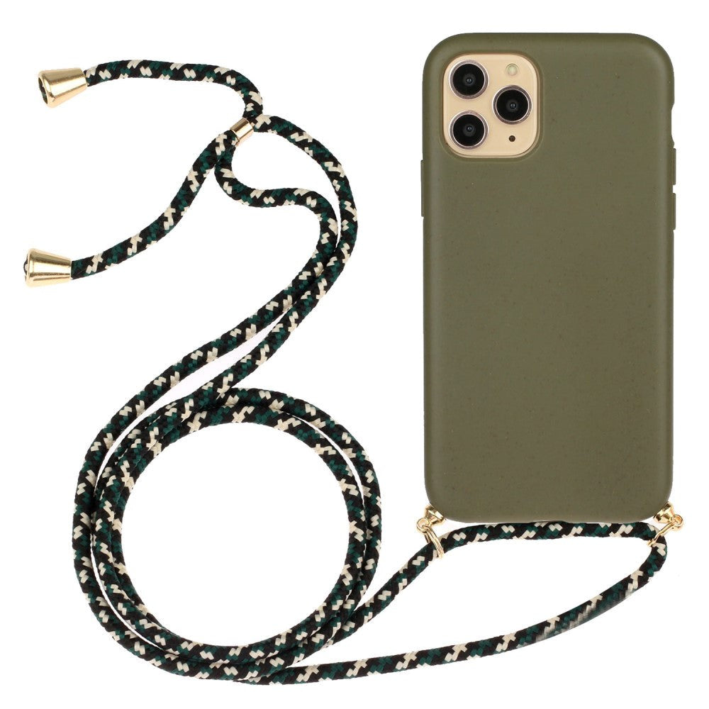 iPhone 15 Pro Max Flexible Plastic Case with Hand Strap - Army Green