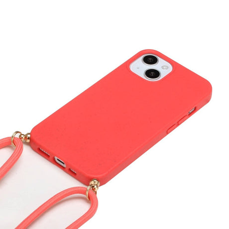 iPhone 15 Plus Flexible Plastic Case with Hand Strap - Red