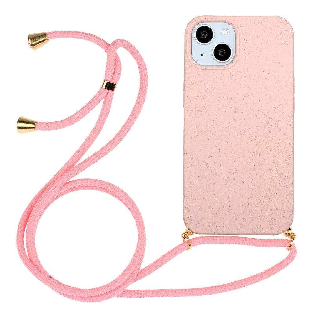 iPhone 15 Plus Flexible Plastic Case with Hand Strap - Pink