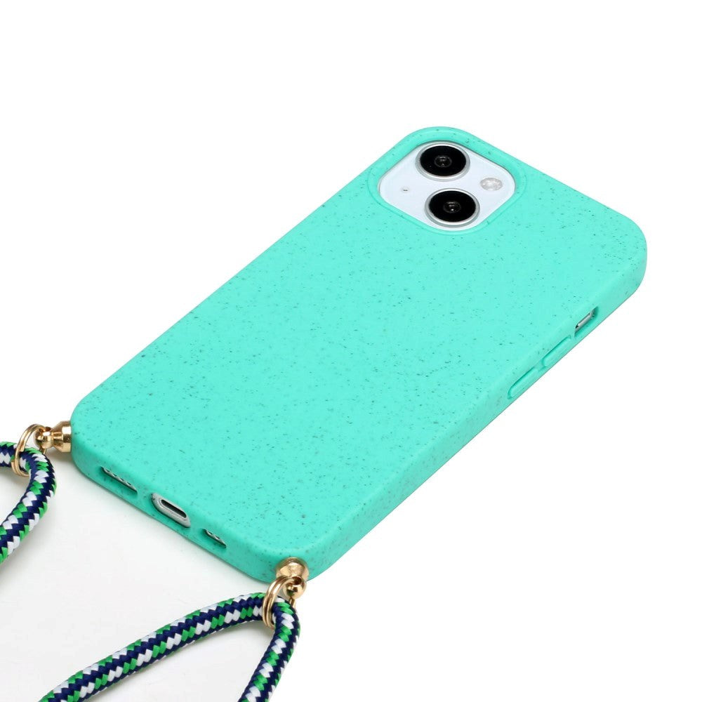 iPhone 15 Plus Flexible Plastic Case with Hand Strap - Turquoise