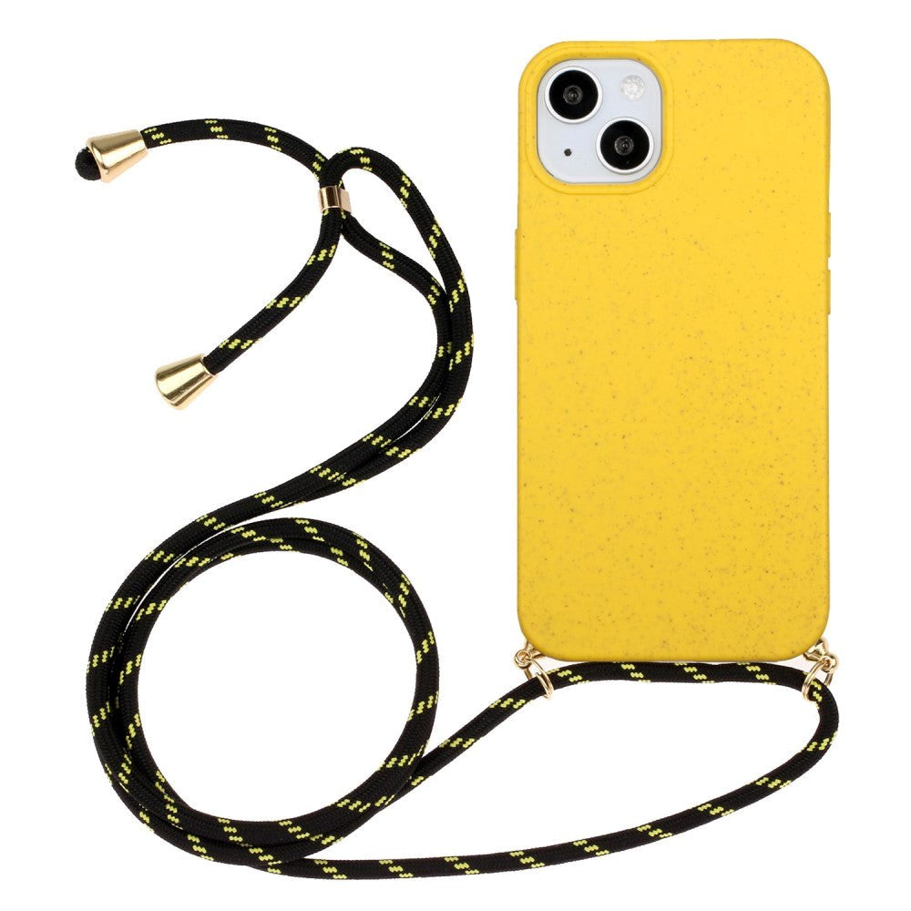 iPhone 15 Plus Flexible Plastic Case with Hand Strap - Yellow