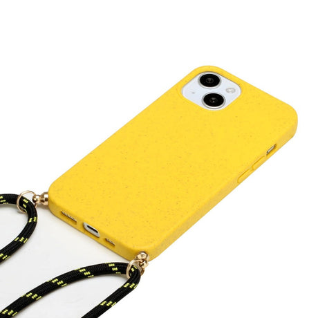 iPhone 15 Plus Flexible Plastic Case with Hand Strap - Yellow