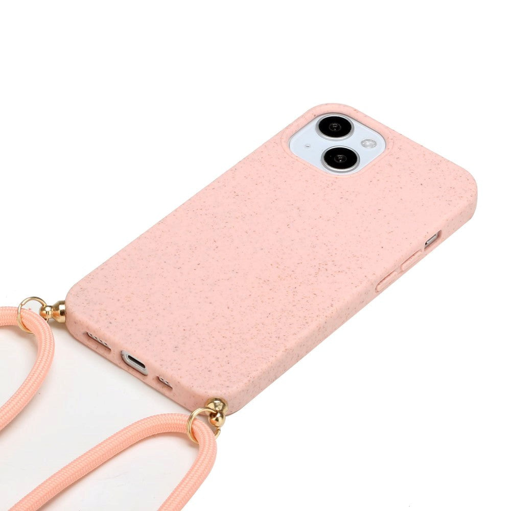 iPhone 15 Flexible Plastic Case with Hand Strap - Pink