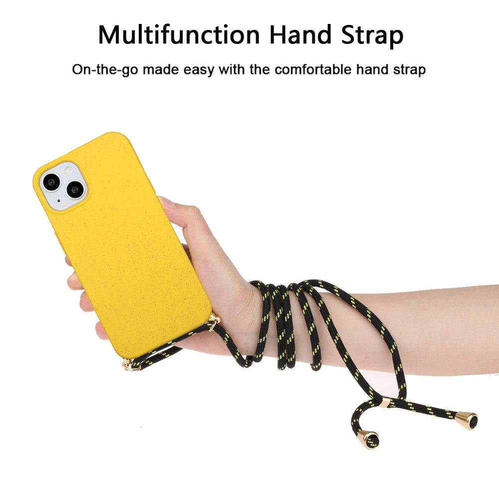 iPhone 15 Flexible Plastic Case with Hand Strap - Yellow