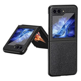 Samsung Galaxy Z Flip5 5G Litchi Leather Case - Black