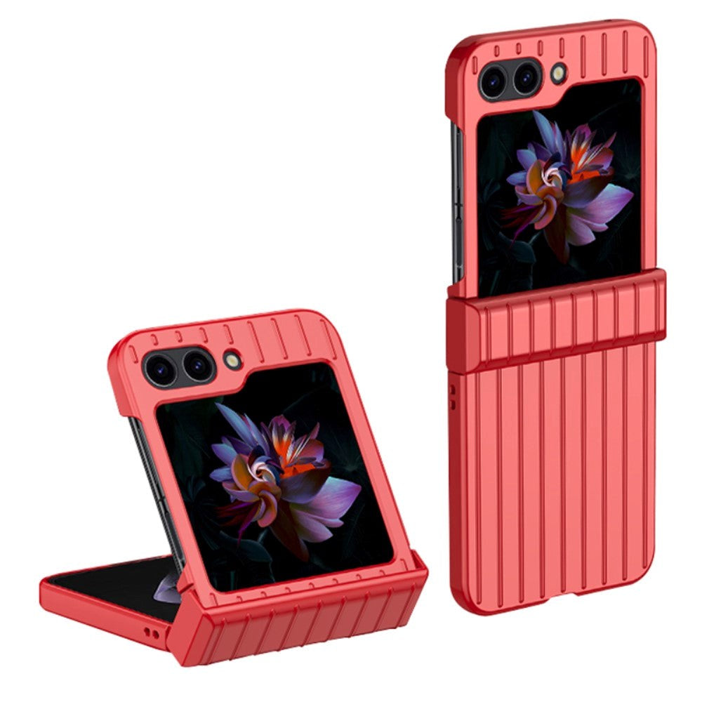 Samsung Galaxy Z Flip5 (5G) Hard Plastic Case with Striped Texture - Red