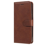 iPhone 15 Plus Leather Flip Case with Wallet and Strap - Brown