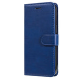 iPhone 15 Plus Leather Flip Case with Wallet and Strap - Blue