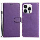 iPhone 15 Pro Leather Flip Case with Wallet and Strap and Wallet - Purple