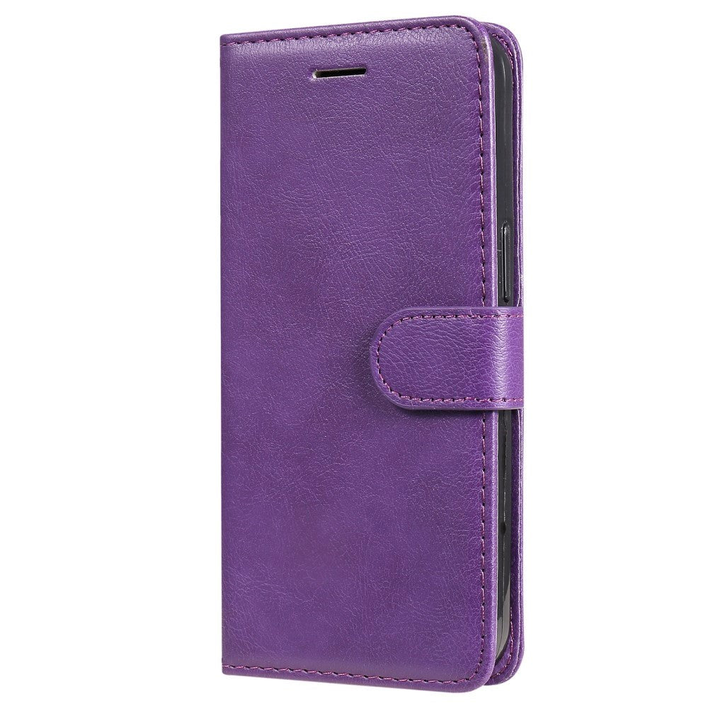 iPhone 15 Pro Max Leather Flip Case with Wallet and Strap - Purple