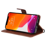 iPhone 15 Leather Flip Case with Wallet and Strap - Brown